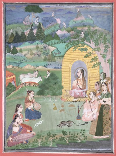 Miniature painting of a yogini in a landscape, Bikaner by Indian School